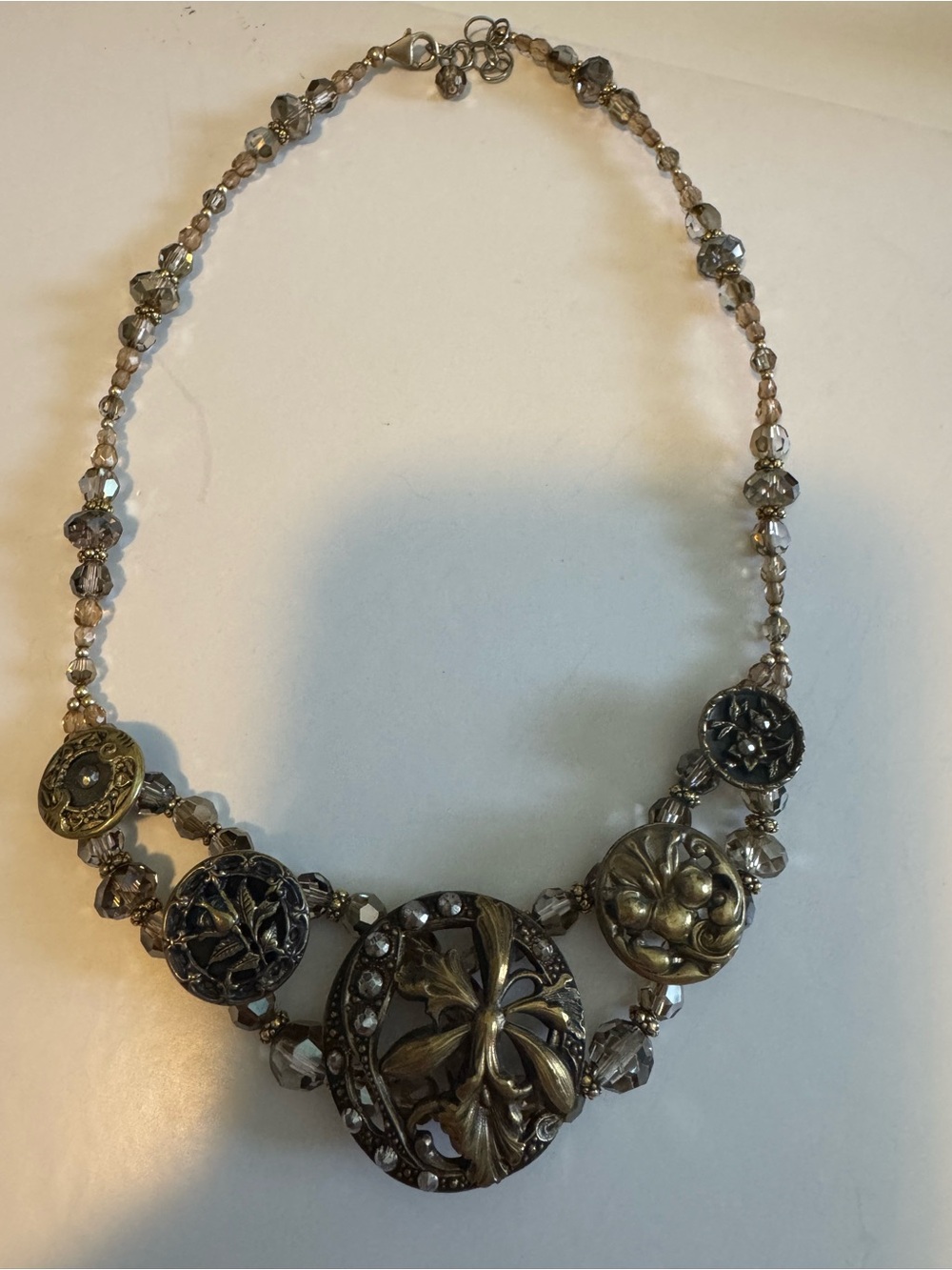Vintage-Inspired Gold Floral Medallion Necklace
